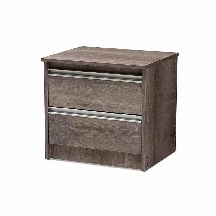 Baxton Studio Gallia Modern Oak Brown 2 Drawer Nightstand