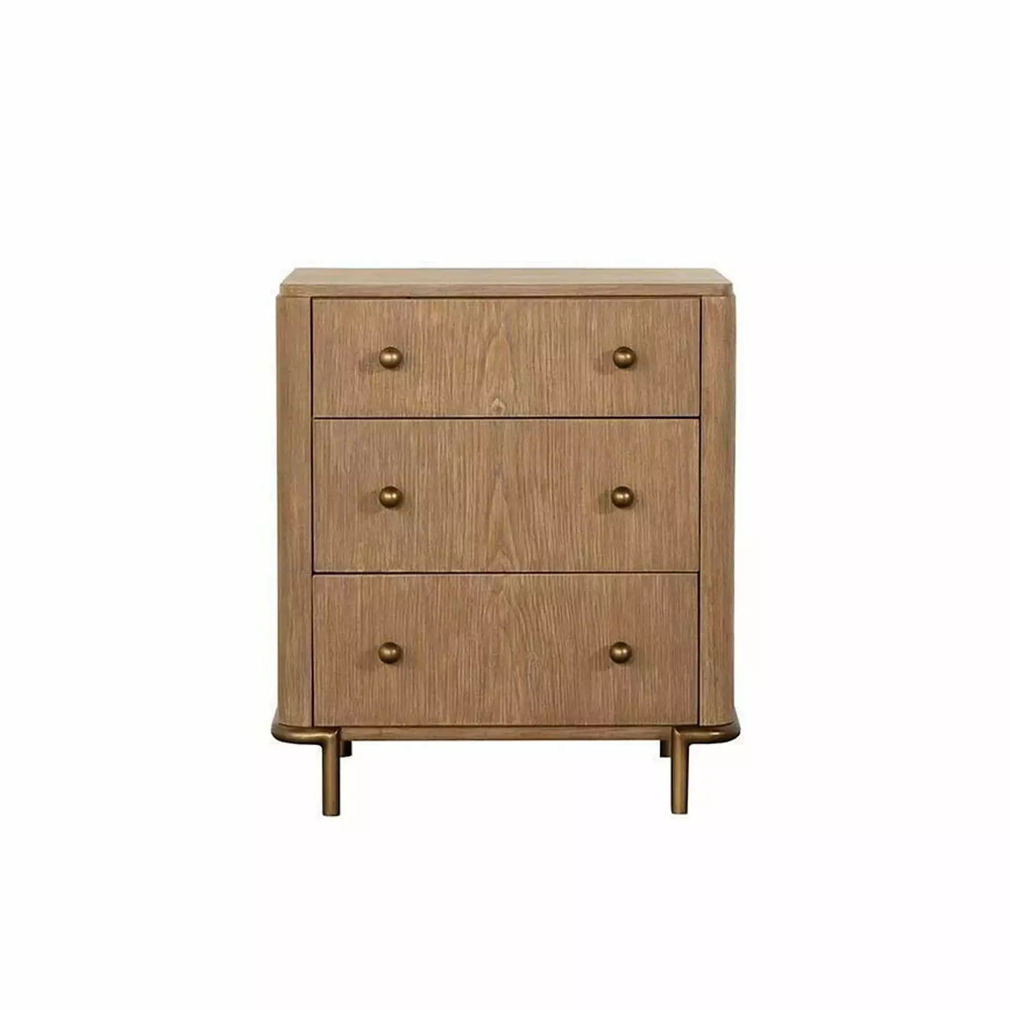 Hiz 29 Inch 3 Drawer Nightstand Dual USB Ports and Brass Legs Brown Bed Bath & Beyond