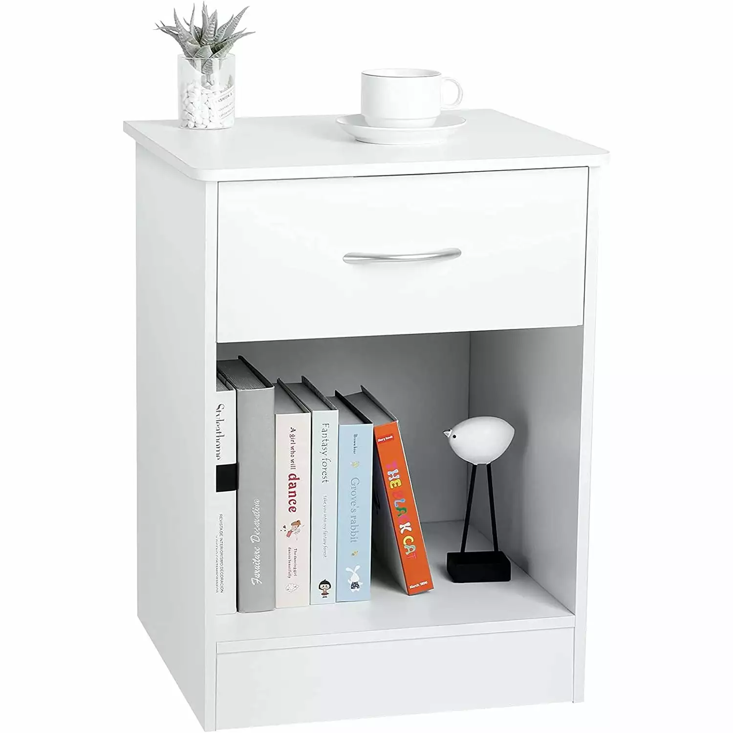 White Nightstand Drawer Bedside Table End Tables Living Room File Cabinet Storage Bilot
