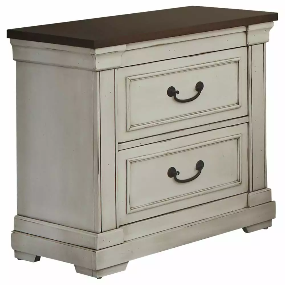 Hillcrest 2-Drawer Nightstand Dark Rum and White Finish Coaster Company