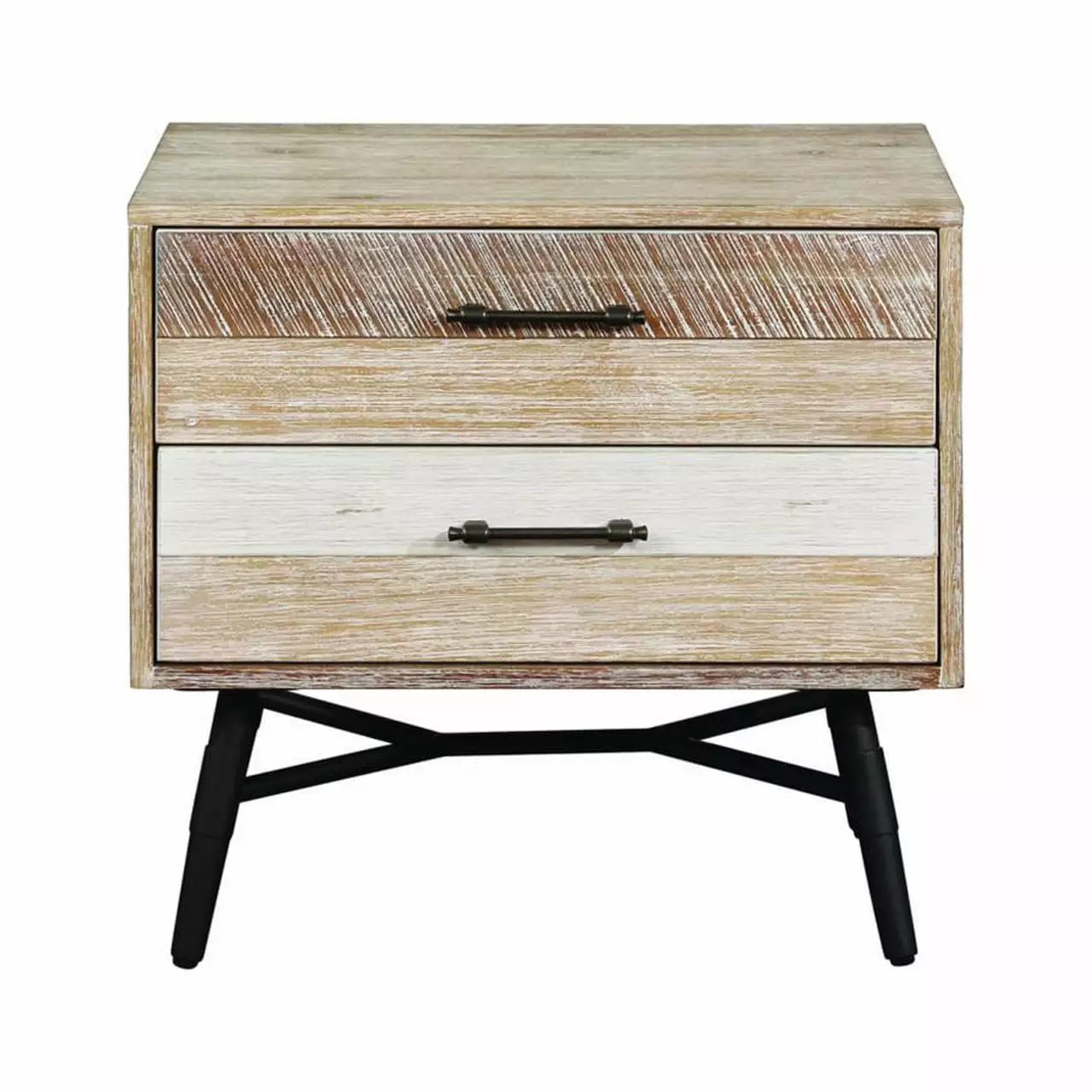 Marlow 2-drawer Nightstand Rough Sawn Multi - Rustic Bedroom Side Table Storage Coaster Company