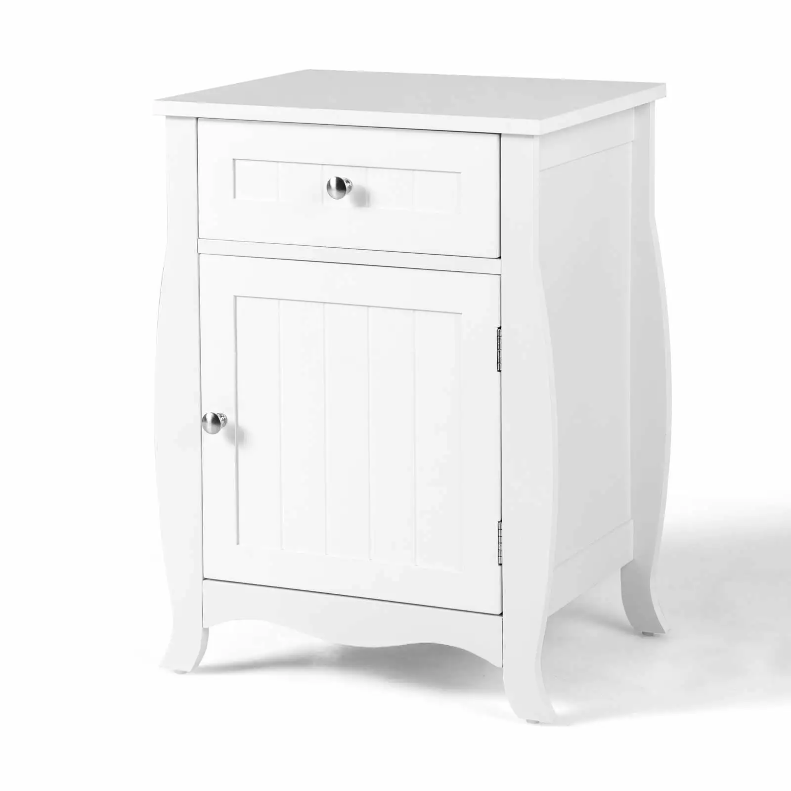 Coelon White Nightstand Drawer and Storage Door Cabinet Bedside End Table
