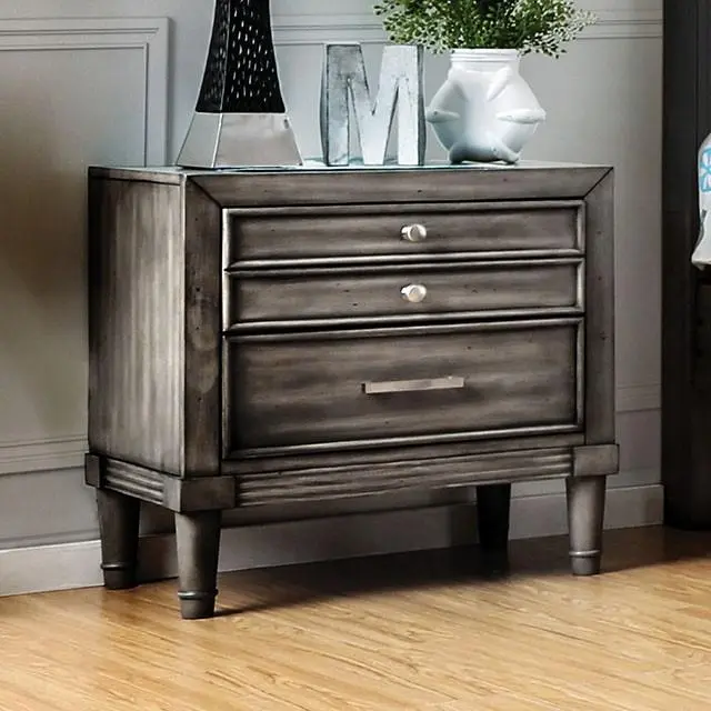 DAPHNE Gray Night Stand Drawer Bedroom Furniture