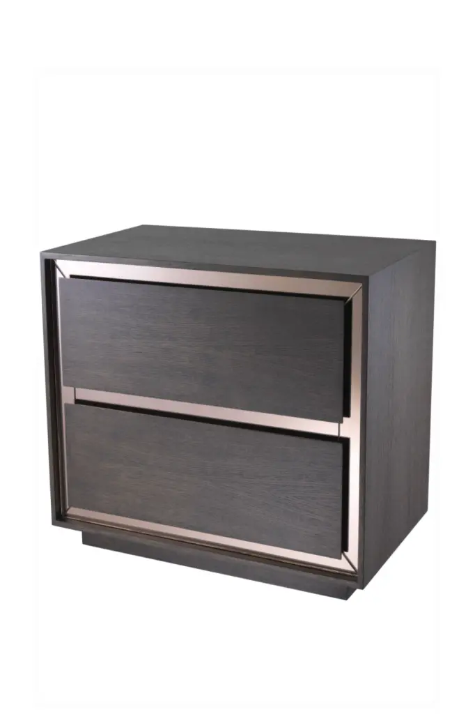 2 Drawer Wooden Side Table Eichholtz Cabas Bedroom Nightstand Storage