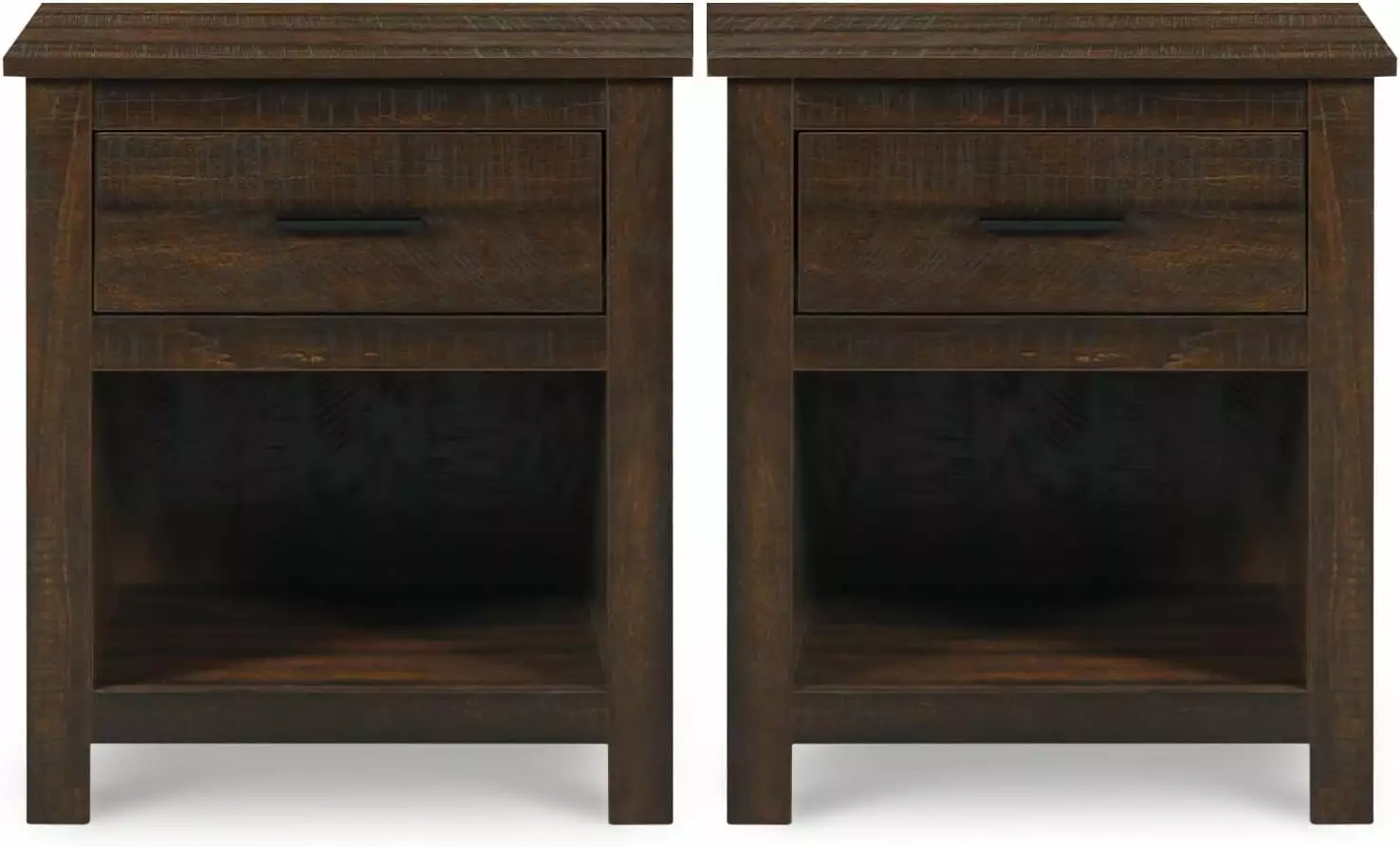 ENSTVER Farmhouse Nightstand Set 2 Wooden Bedside Tables 1 Drawer Bedroom Coffee