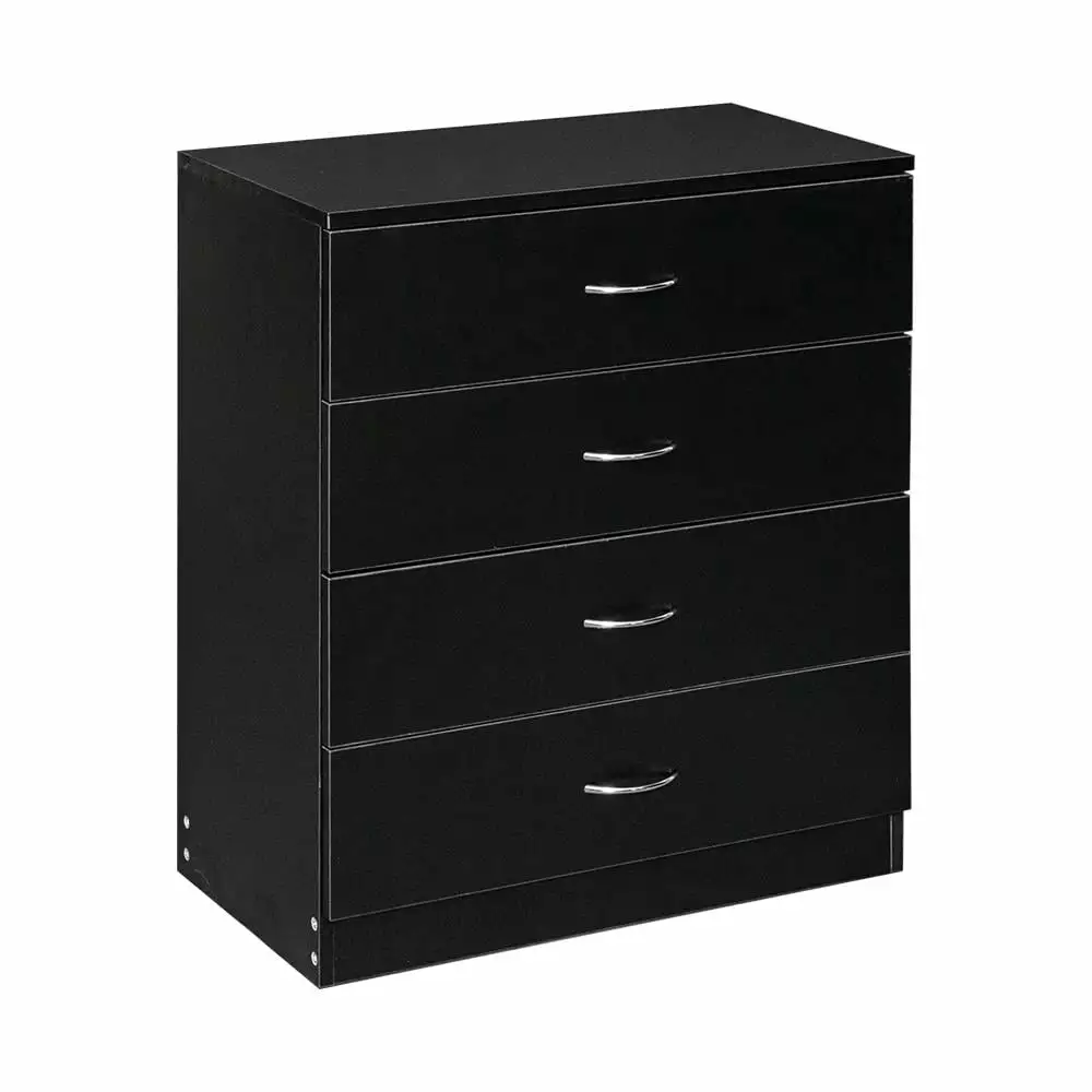BaytoCare 4 Drawers Dresser Bedside Nightstand - Black Bedroom Furniture FCH