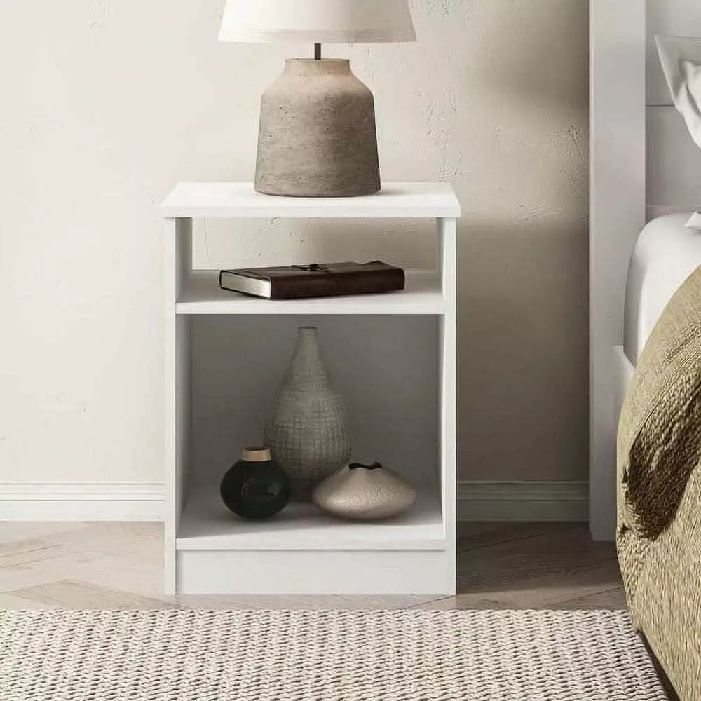 Ardent Open Shelf Nightstand White FloraVivid