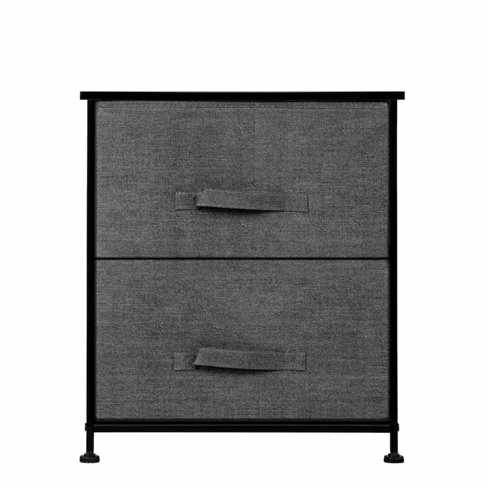 Frogued 2 Drawer Night Stand End Table Storage Tower Steel Frame and Wood Top