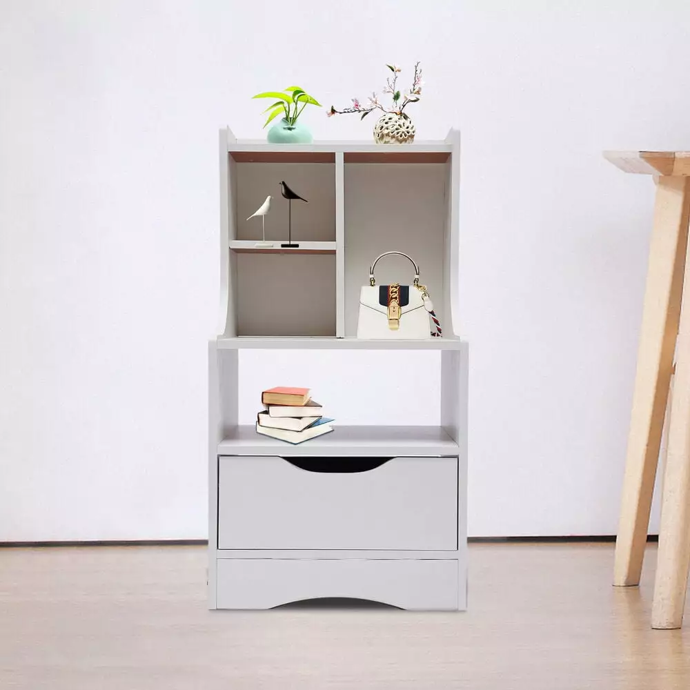 Free-standing Bedside Table Storing and Organizing Bedroom Storage Nightstand Drawer GardenBliss