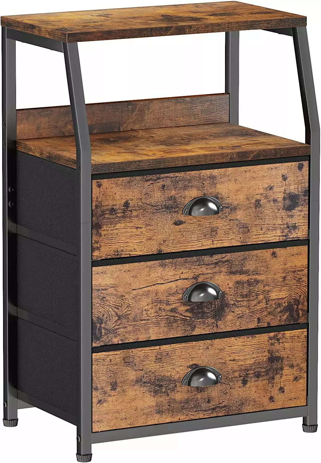 Nightstand 3 Drawers and 2-Tier Shelf, Fabric Storage Tower Bedroom, Closet, Nursery General