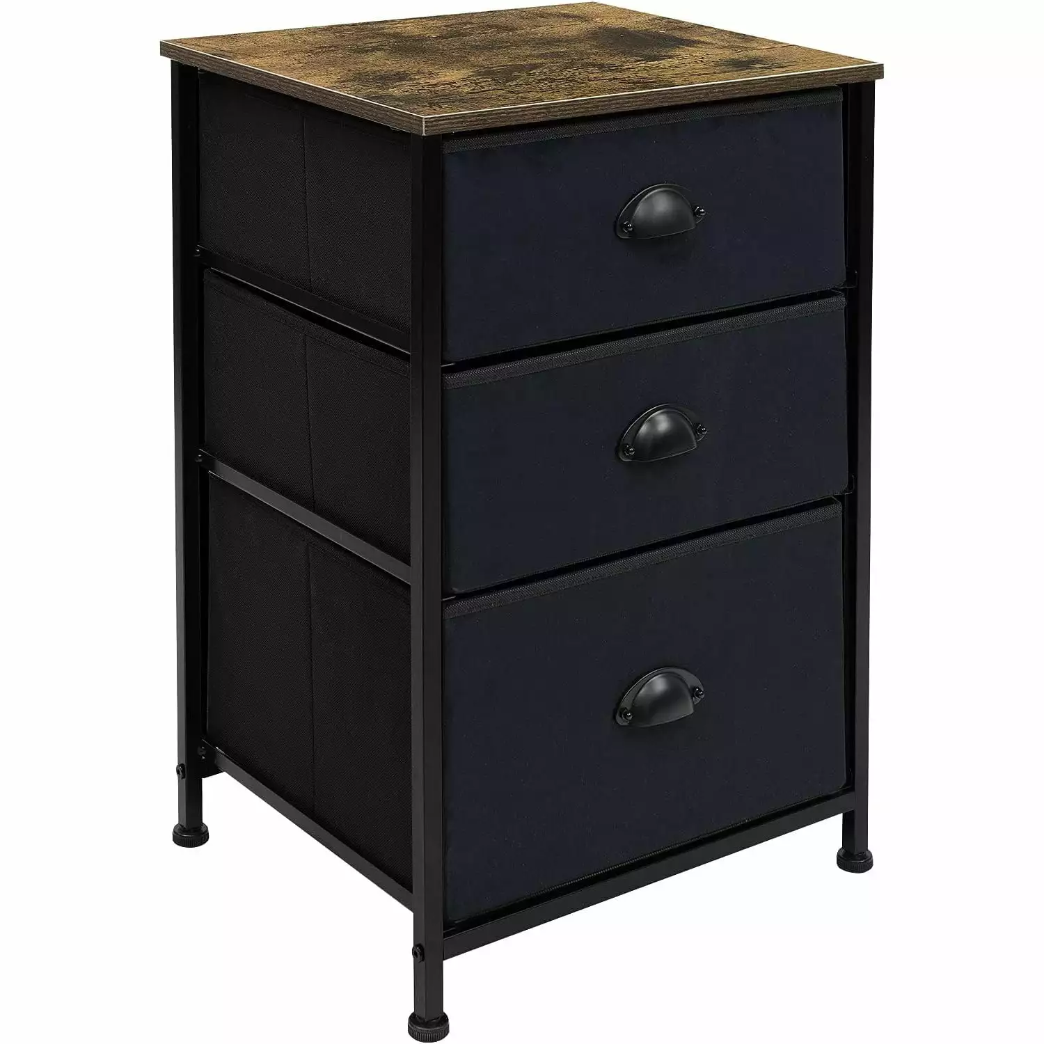 HetayC Nightstand 2 Drawers Bedside Table Dresser Bedroom Office Dorm Steel Frame Wood Top