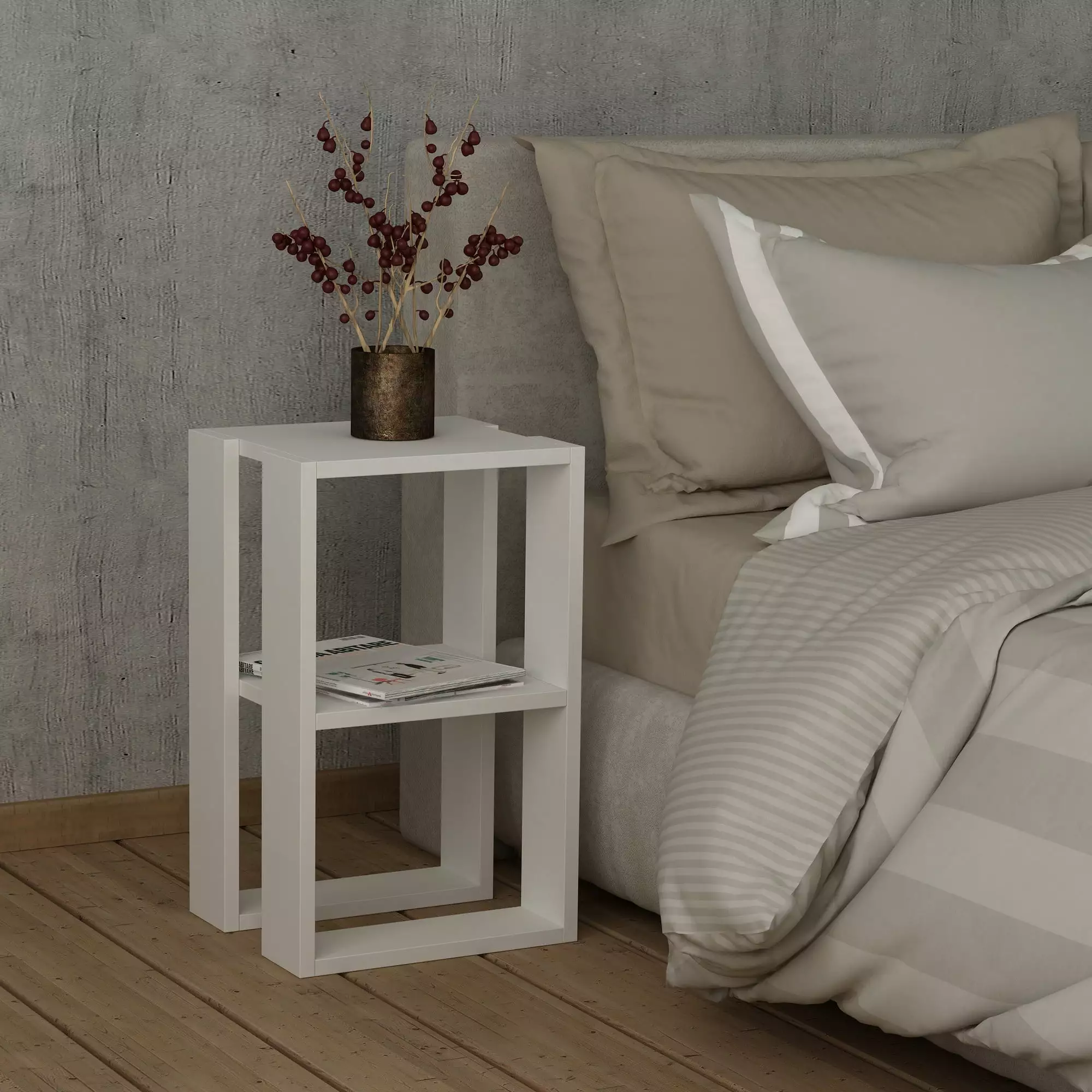 Homitis-Lonie White Nightstand Bedroom Living Room