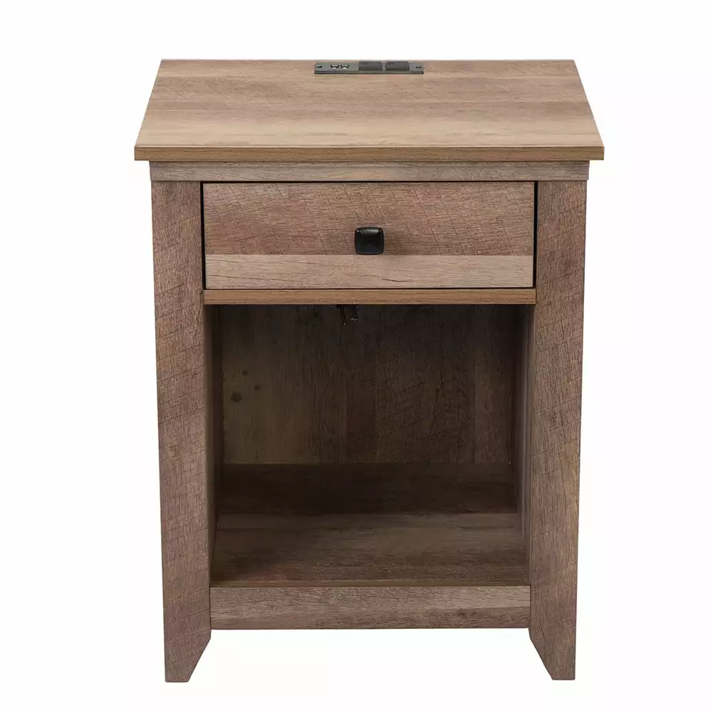 Kadyn Accent Table USB Ports Power Outlets Narrow Nightstand Small Spaces Bedroom Living Room
