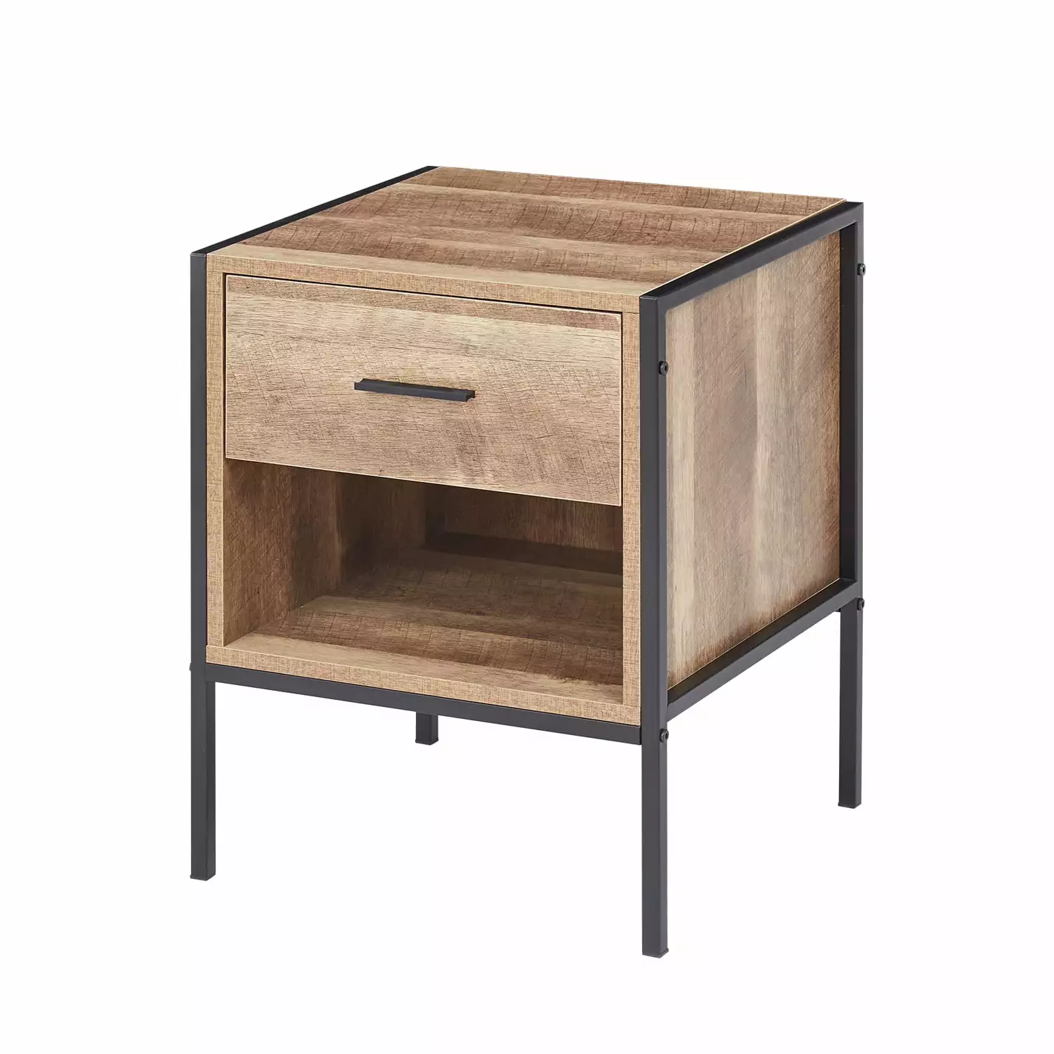 Kinbor Wood Nightstand End Table W/ Drawer Brown