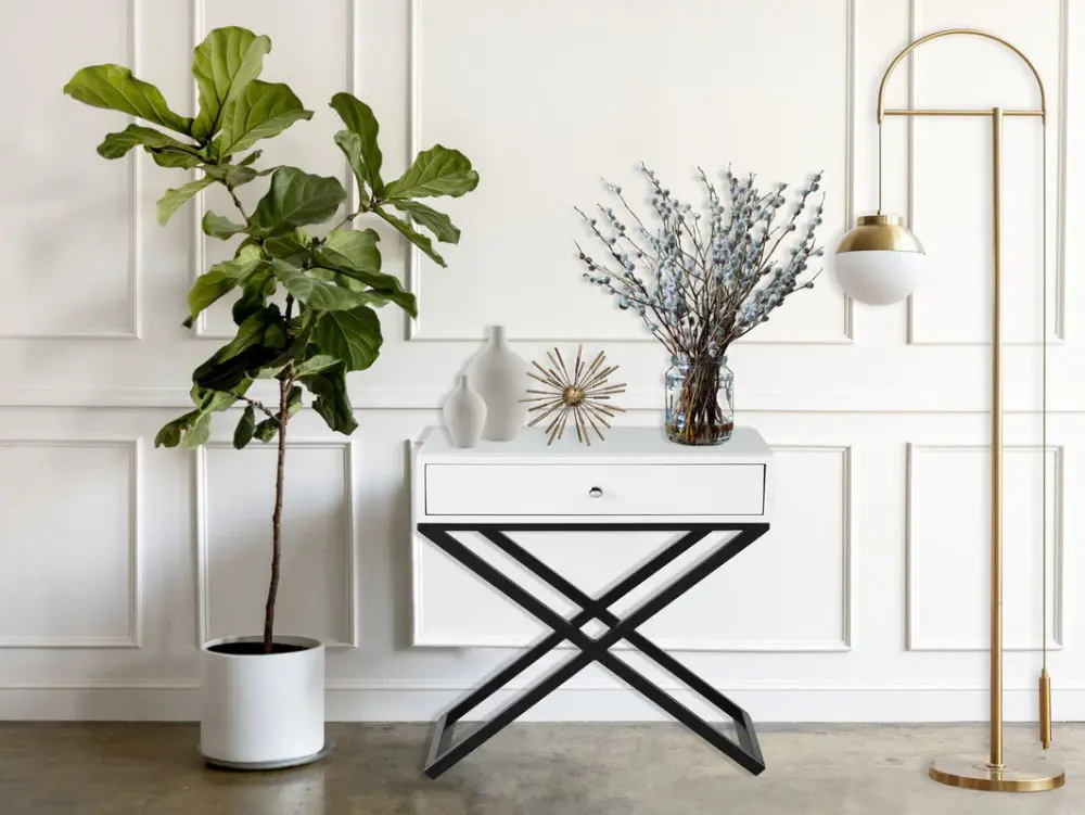Koda - End Side Table Nightstand, Drawer And Cross Base Guest Room