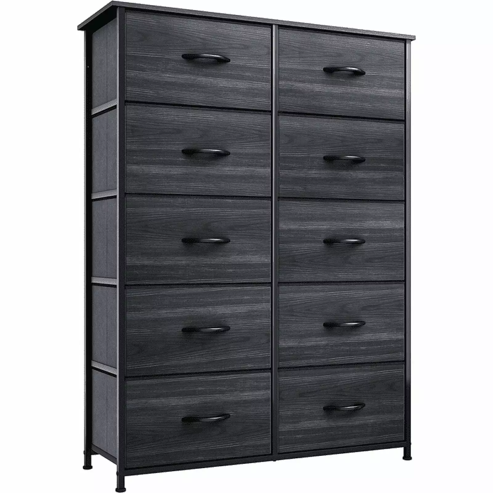 10 Drawer Nightstand Chest Dresser Storage Cabinet Charcoal Black NOBRAND
