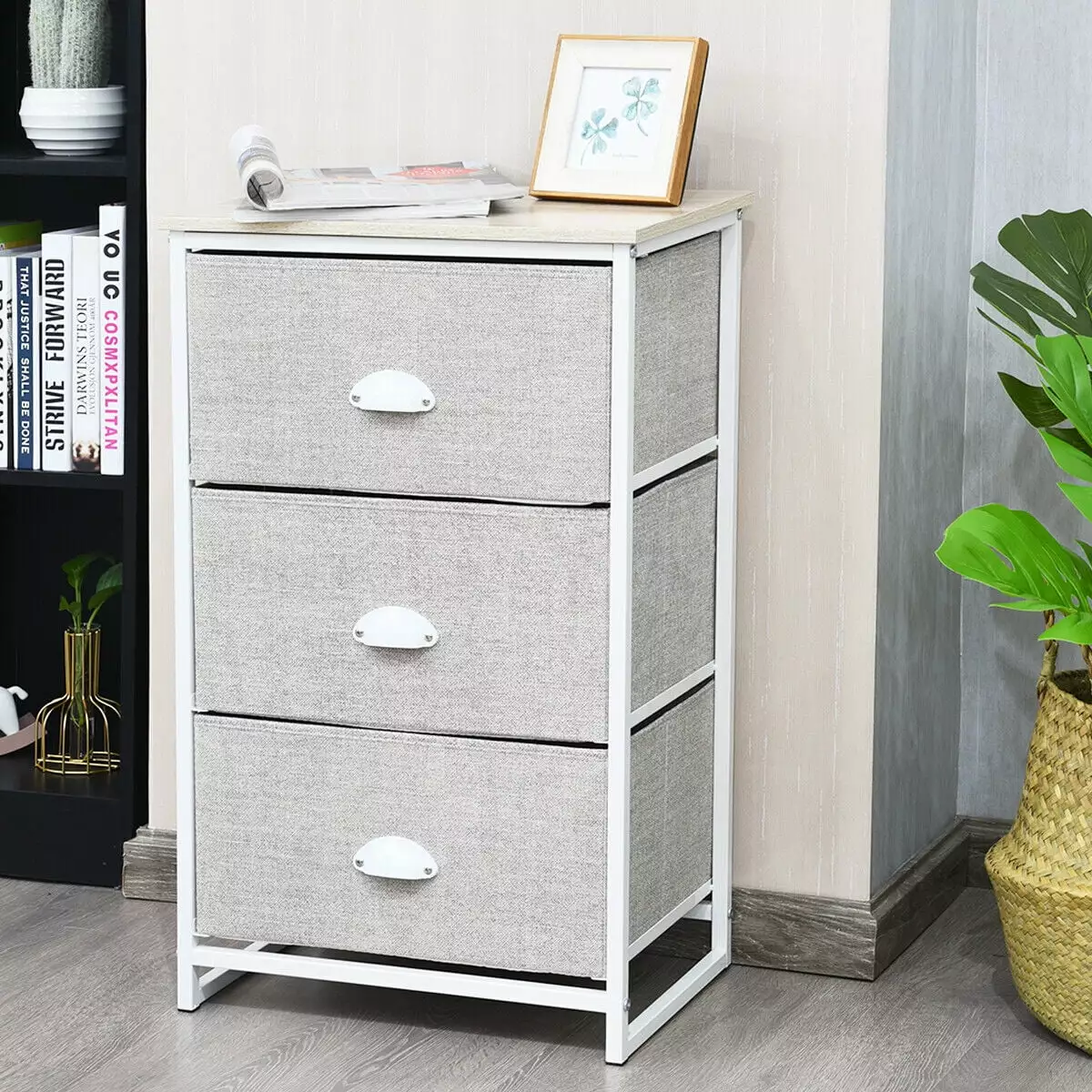 3 Drawer Nightstand Side Table Storage Tower Dresser Chest Home Office Furniture NOBRAND