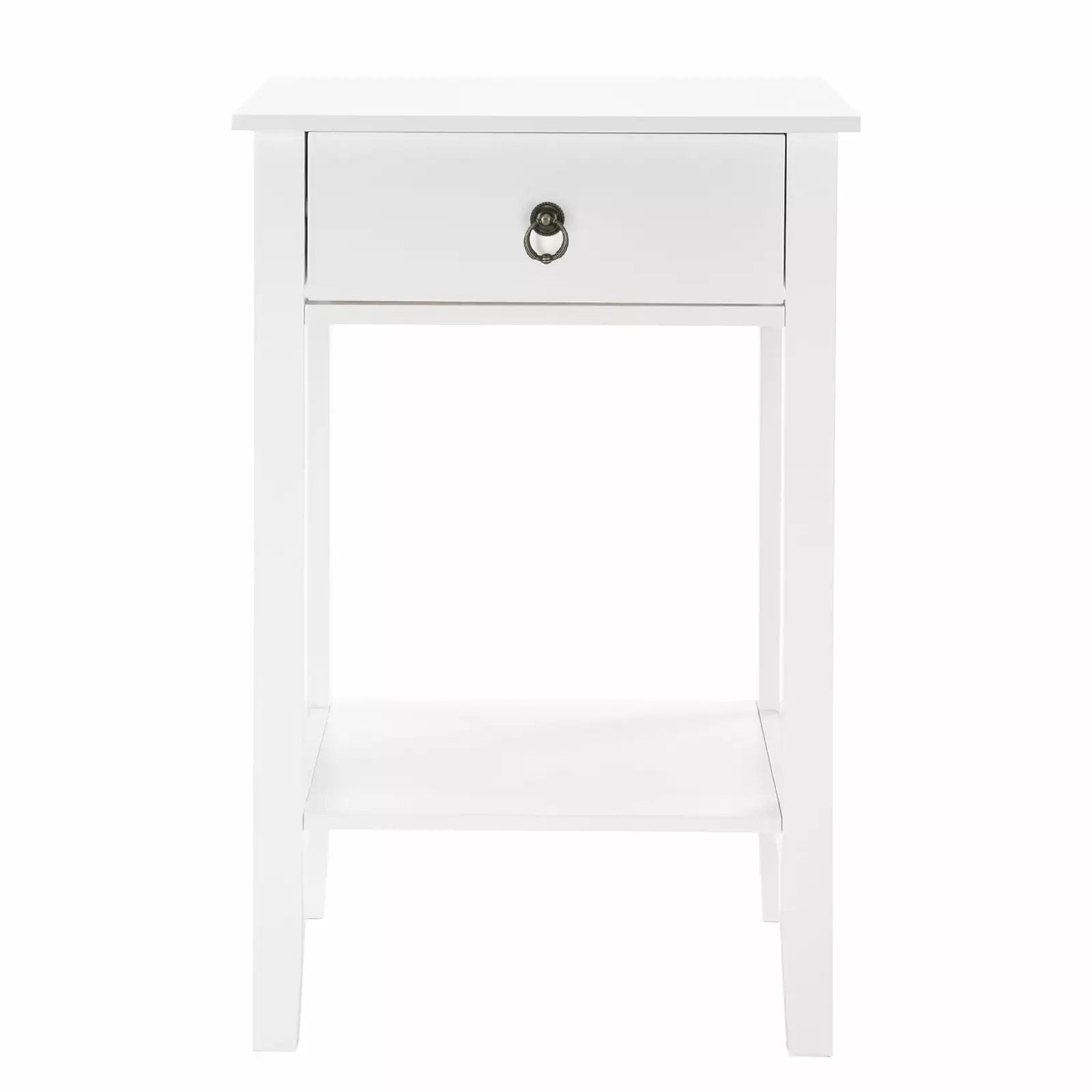 White Two-Layer Bedside Table Drawer Coffee Table Bedroom NQQCBB