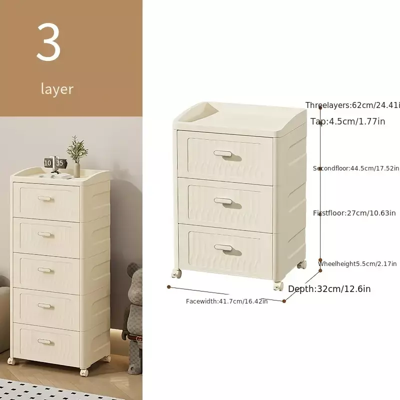 Nightstand Three Opaque Drawers White Bedroom Living Room Oumilen