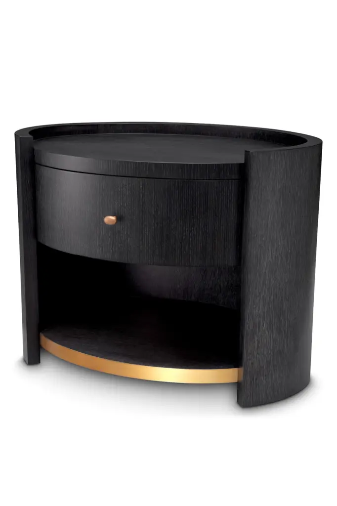 Oval Gray Oak Nightstand Eichholtz Rosemberg Contemporary Bedside Table