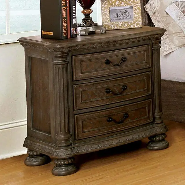 Persephone Rustic Natural Tone Night Stand - Vintage Bedside Table