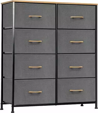 8-Tier Drawers Nightstand Chest Dresser Storage Cabinet Bedroom Maple QRInnovations