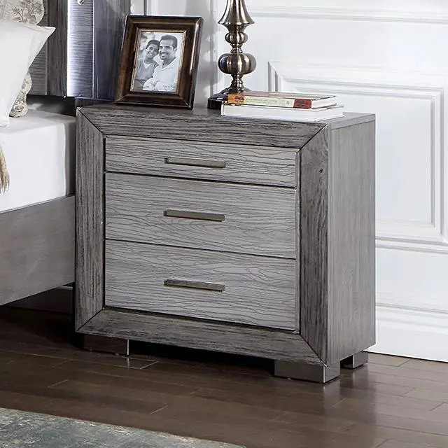RAIDEN Gray Night Stand USB Charging Port