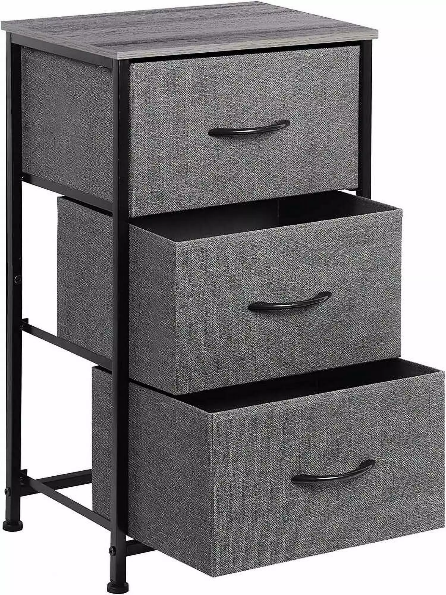 Small Gray 3 Drawer Fabric Storage Nightstand Dresser RoseChic