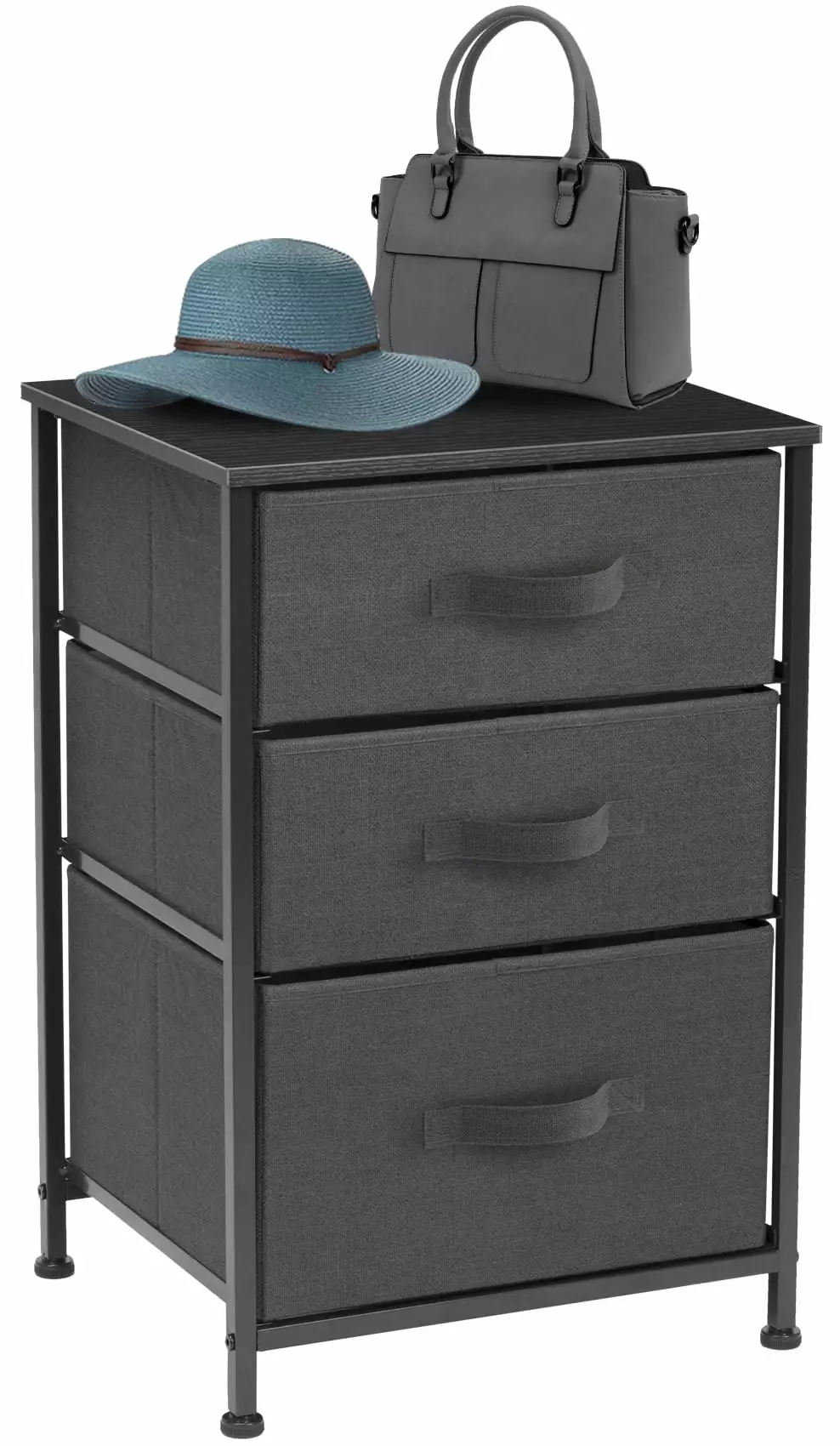 3-Drawer Nightstand Bedside Furniture Accent End Table Chest Home Black Sorbus