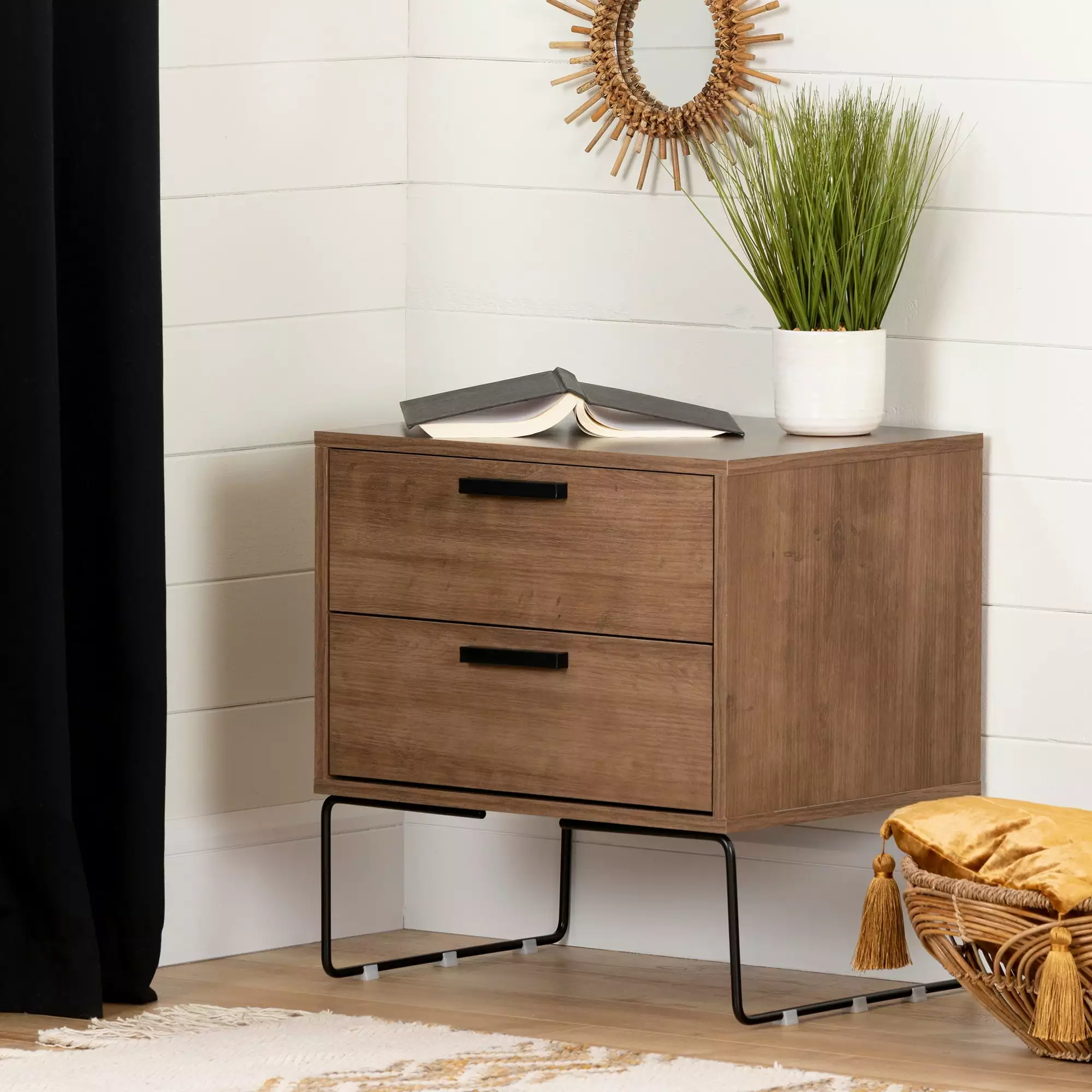 South Shore Slendel Nightstand Brown Contemporary Bedroom Furniture
