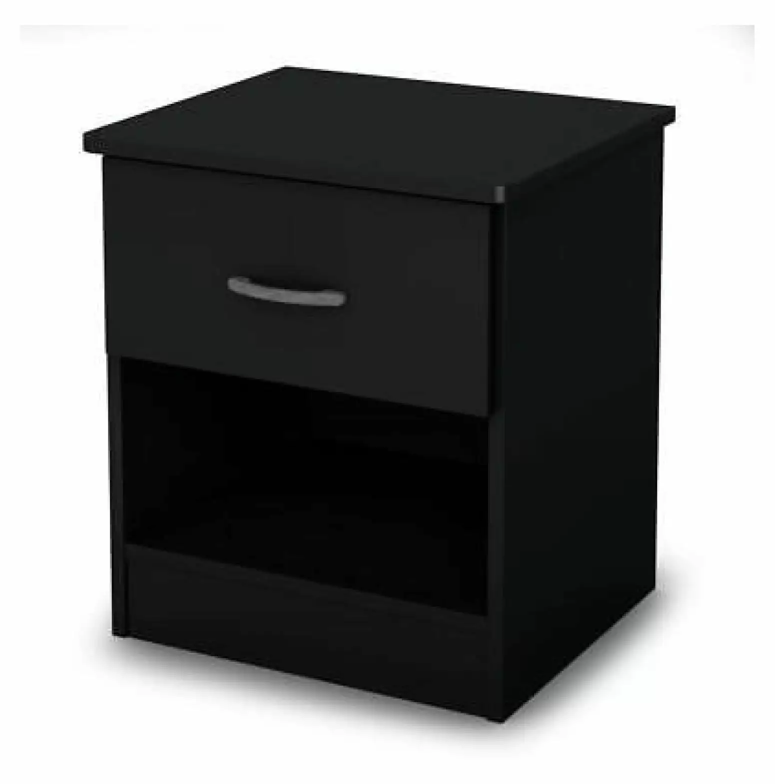 Superwum 1-Drawer Nightstand Pure Black Modern Bedside Table Bedroom