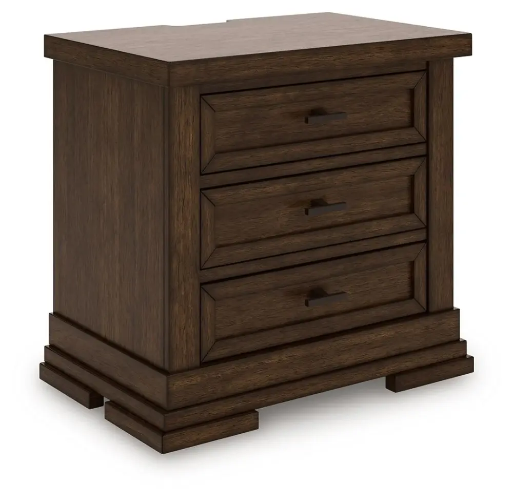 Taffenbrook - Three Drawer Night Stand - Medium Cocoa 14 Inch Height