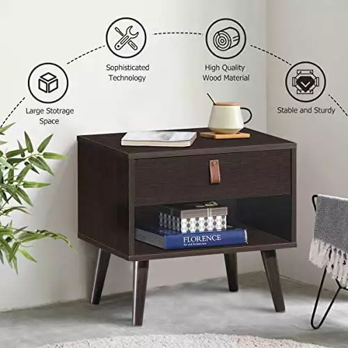 Protectplus Drawer Storage Nightstand Bedside Cabinet Home Bedroom Living Room TeviRoom