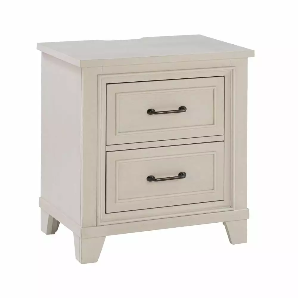 TOV Furniture Montauk Weathered White Nightstand - Coastal Bedside Table