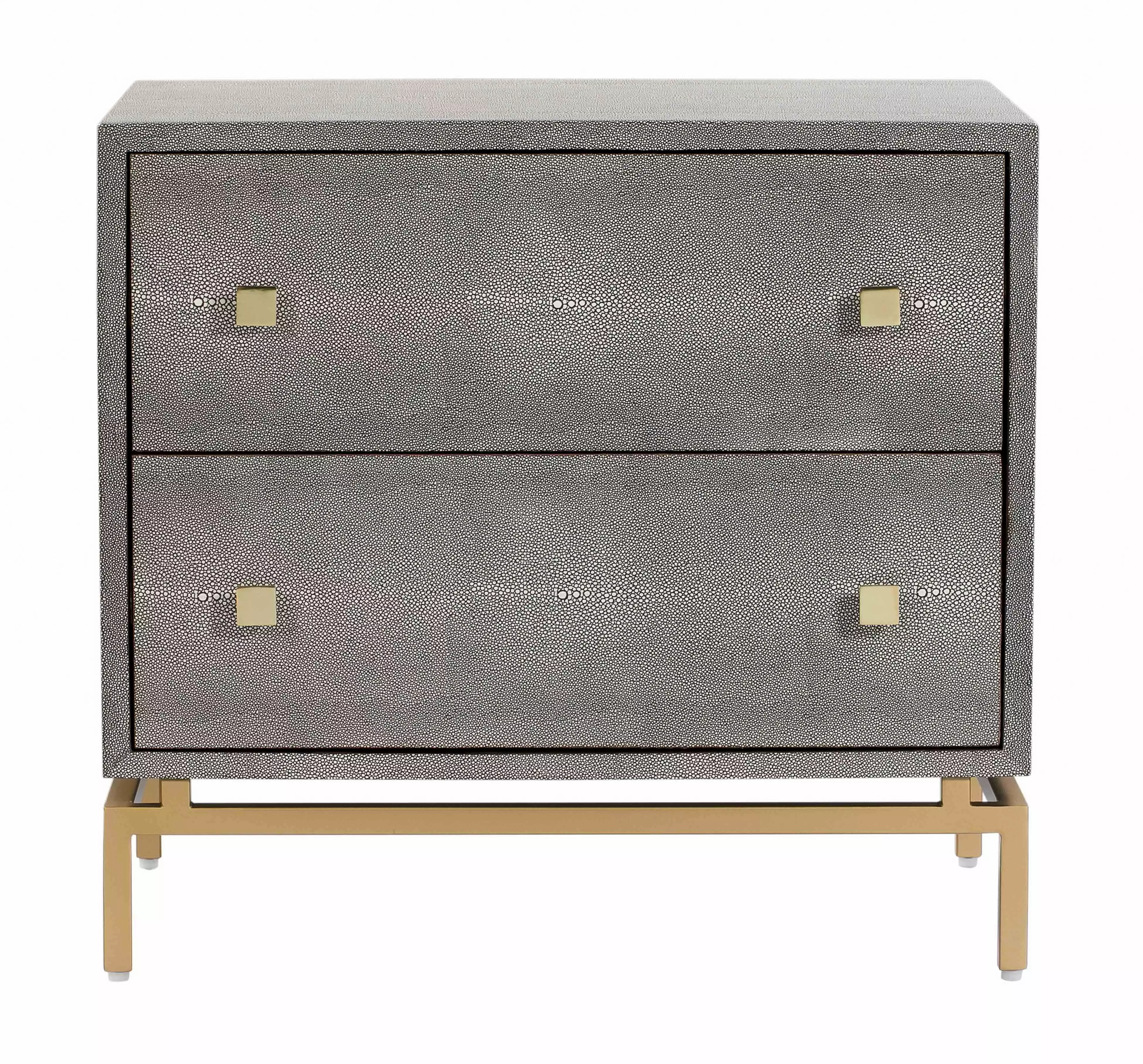 TOV Furniture Pesce 2-Drawer Shagreen Nightstand Brass Accents