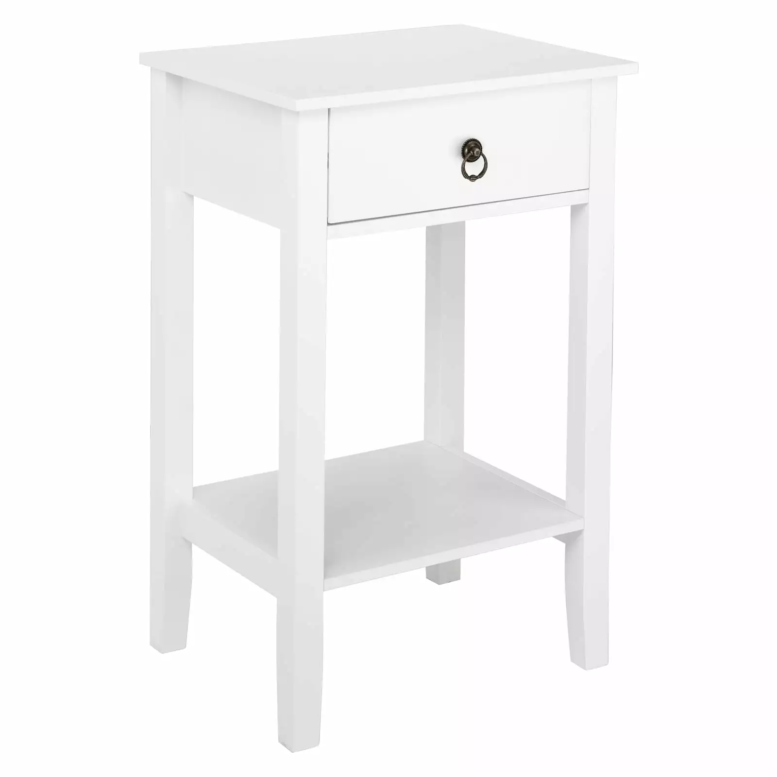 UBesGoo Night Stand Storage Bedside Table Drawers Cabinet Multi Function Shelf Modern Fashion Design White