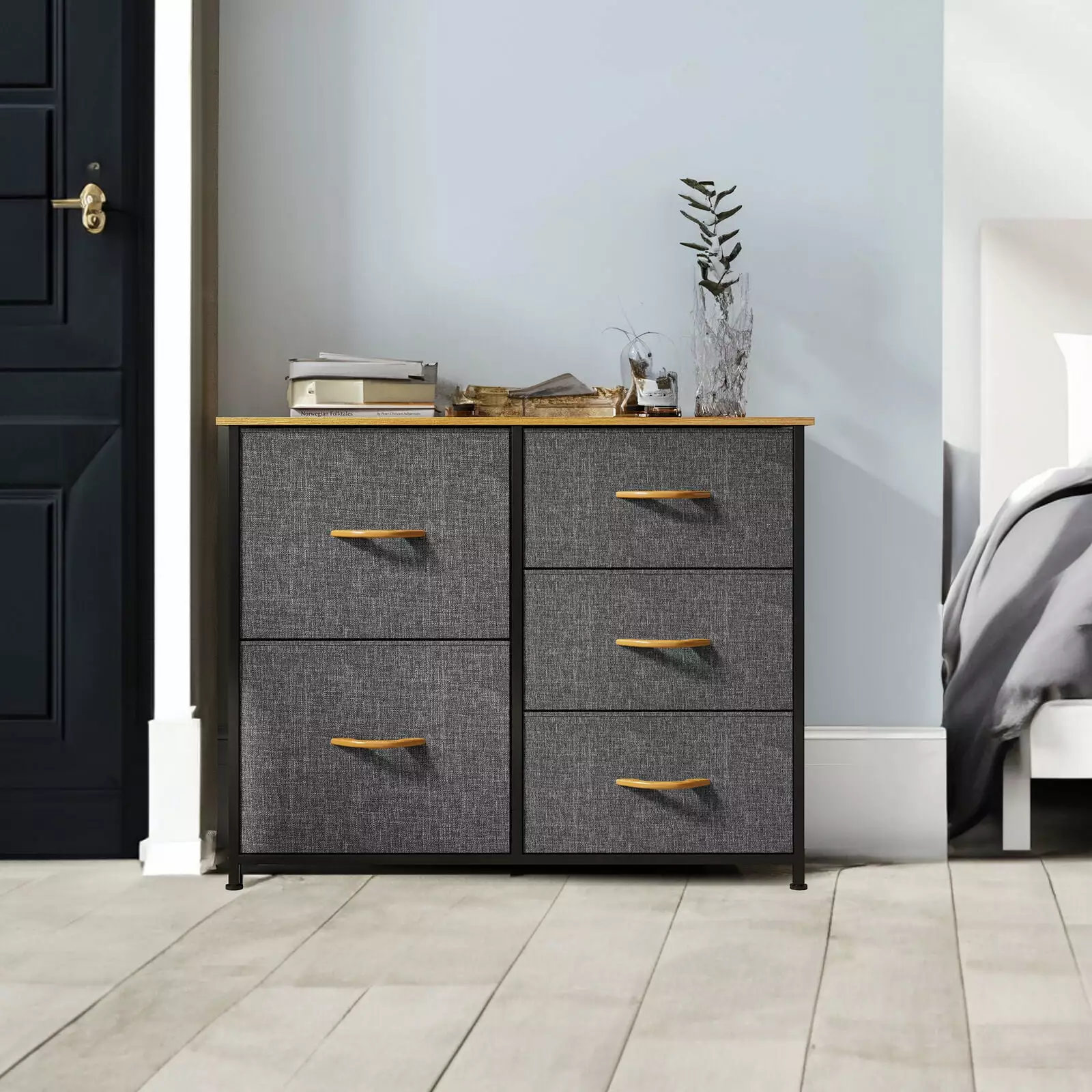 Fabric Dresser 5 Drawers Storage Chest Arranger Nightstand Bedroom UNBRAND