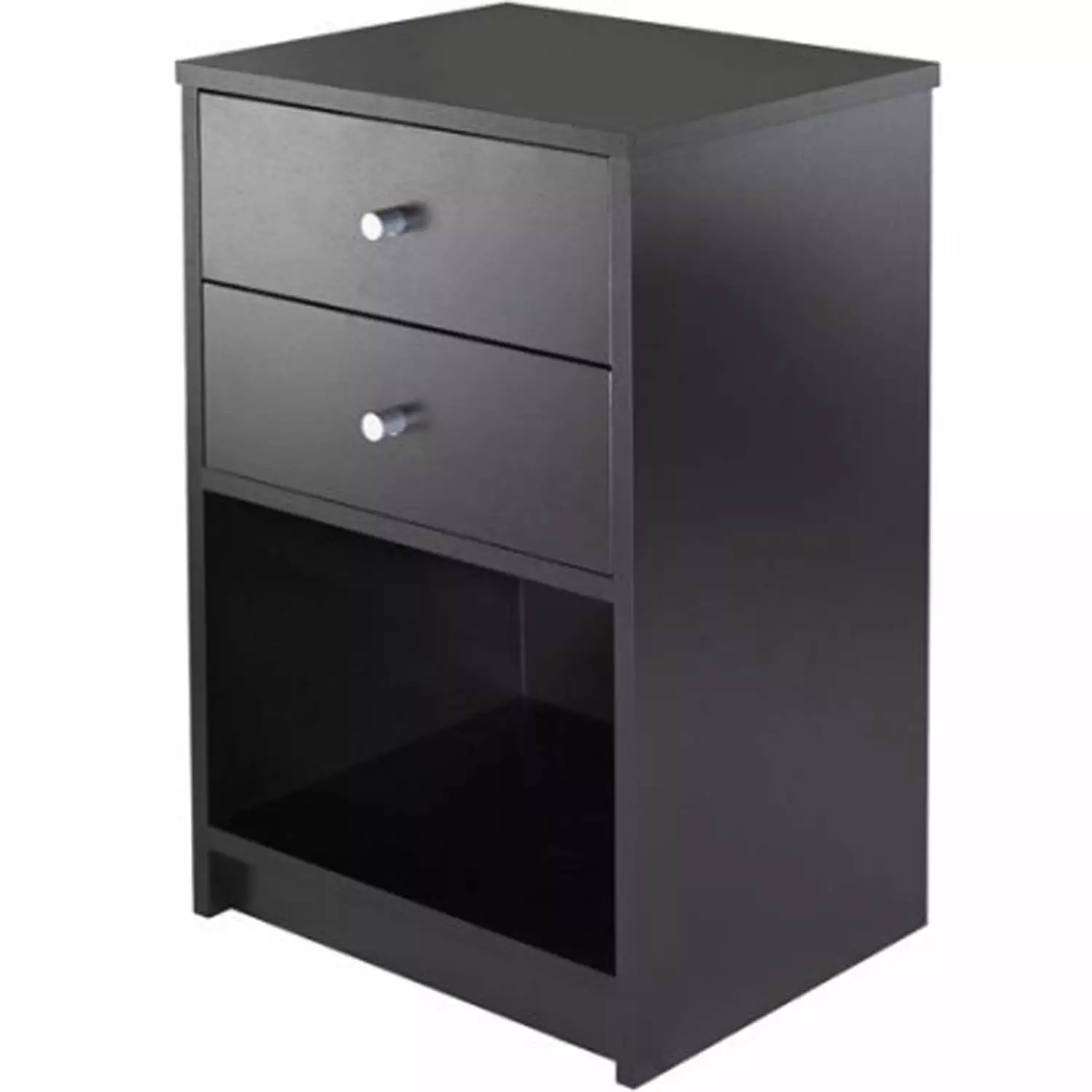 UWR-Nite 2 Drawers Nightstand Storage Wood End Table Bedside Arranger Modern Black Bedroom Furniture