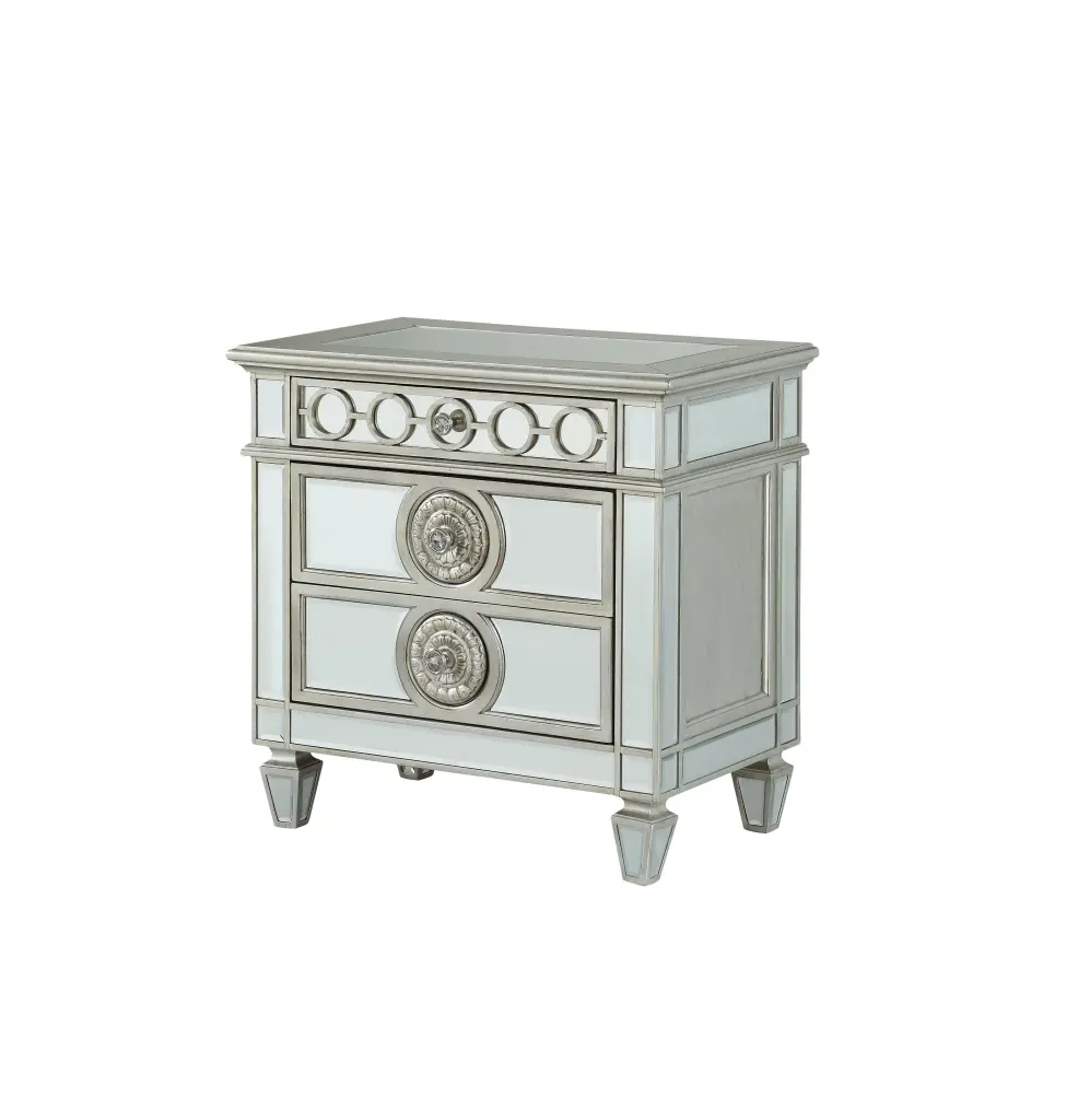 Varian Mirrored Nightstand - Bedside Table Mirror Accents