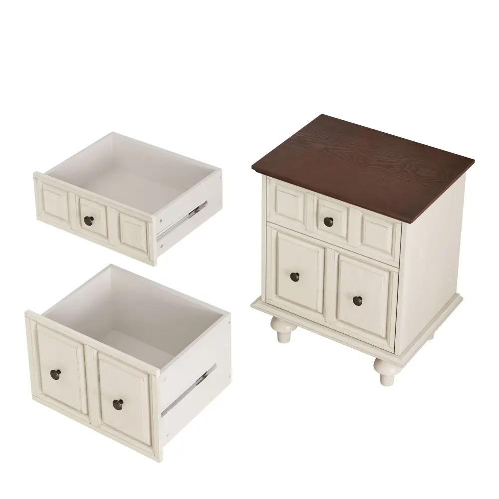 Vintage Nightstand 2 Drawers And Roman Column Legs