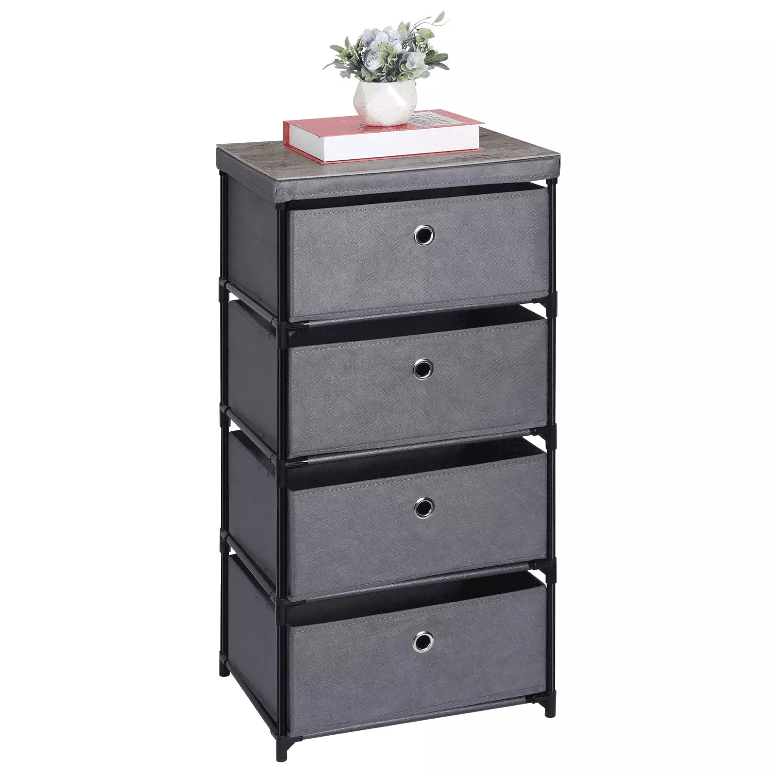 Nightstand 4 Drawers Fabric Storage Chest Bedroom Living Room Closet Wadavr