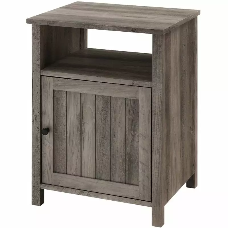 Walker Edison Craig 18 Gray Wash Engineered Wood Nightstand Grooved Door