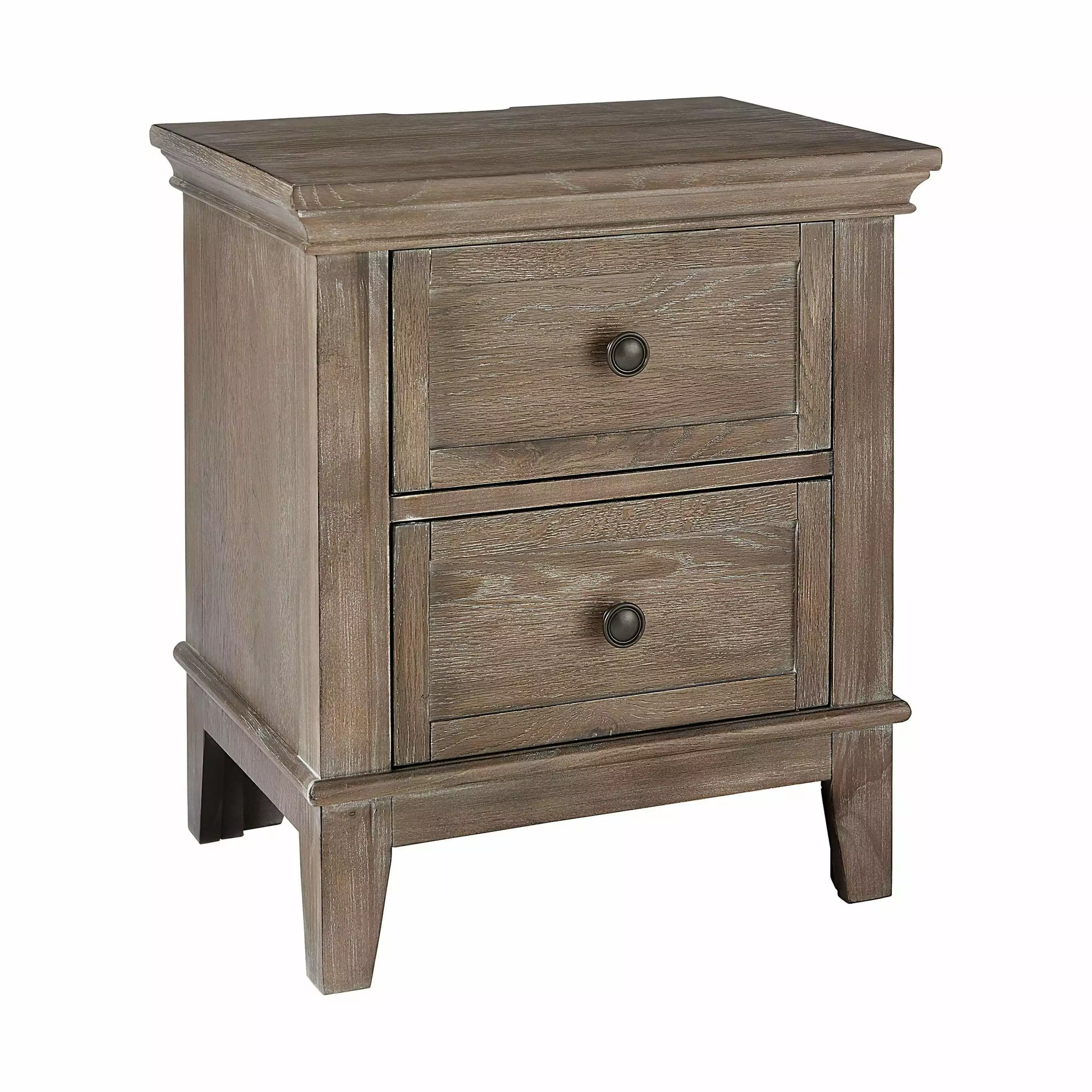Westwood Design Leland 2-Drawer Traditional Wood Nightstand Sandwash Gray