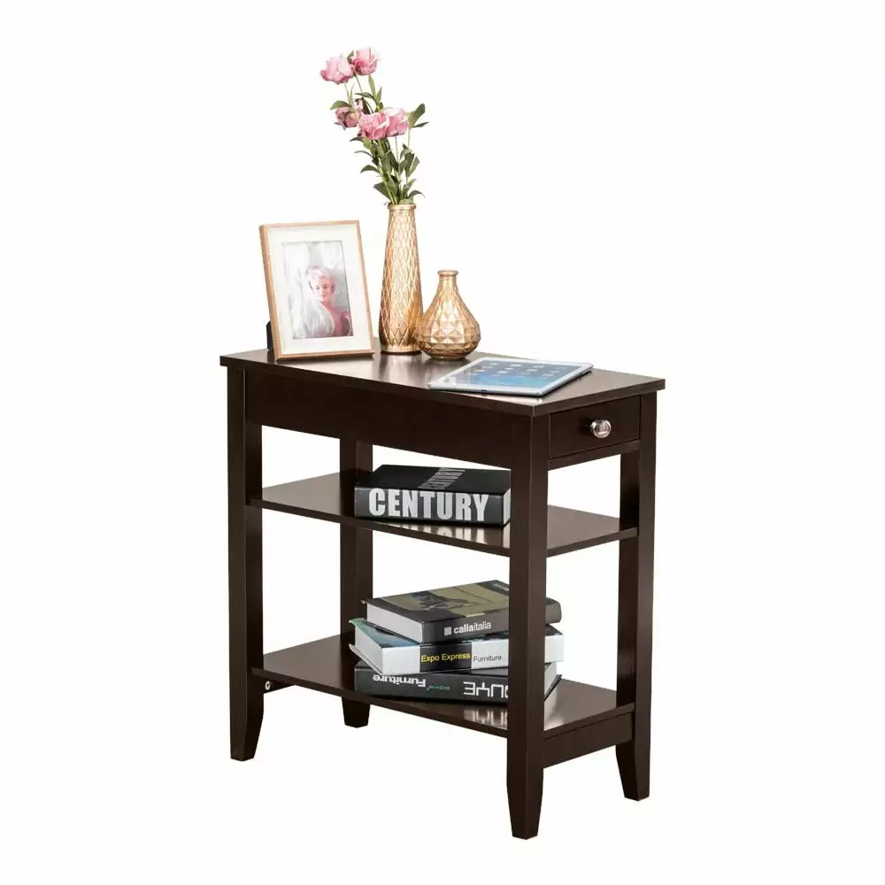 Winado Side Table Night Stand Two Layers and Drawers Coffee Table Bedroom