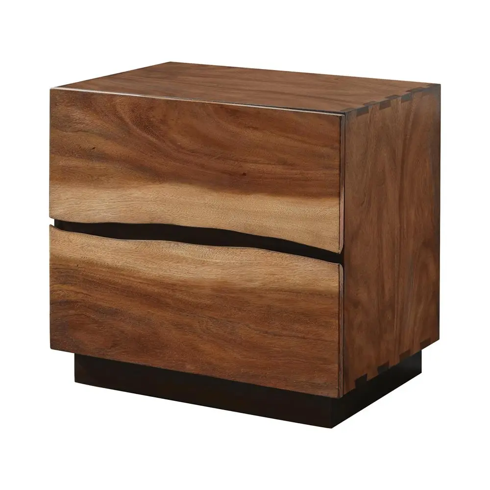 Winslow 2-Drawer Nightstand Smokey Walnut and Coffee Bean