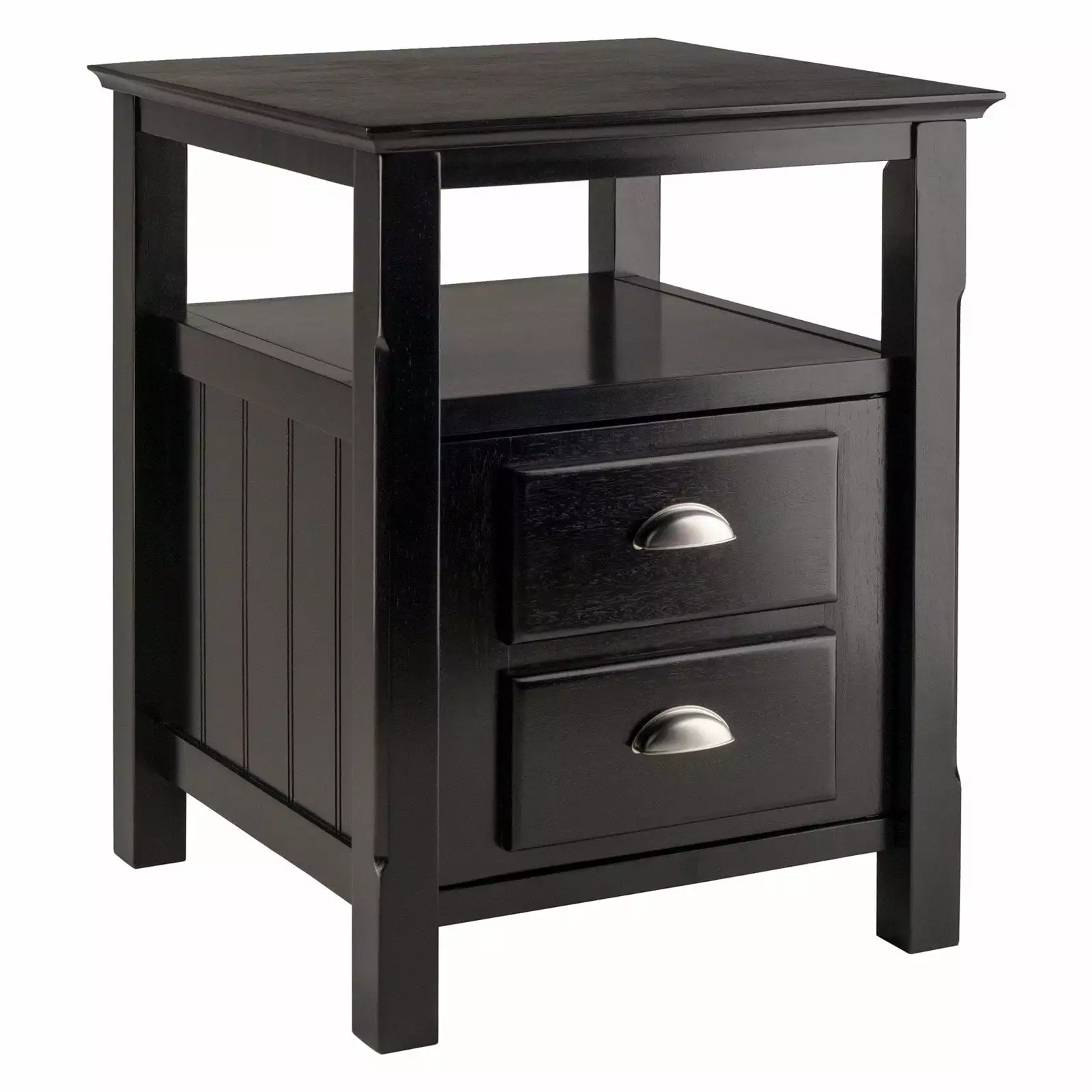 Winsome Wood Timber Nightstand Door Black Finish Bedroom Furniture