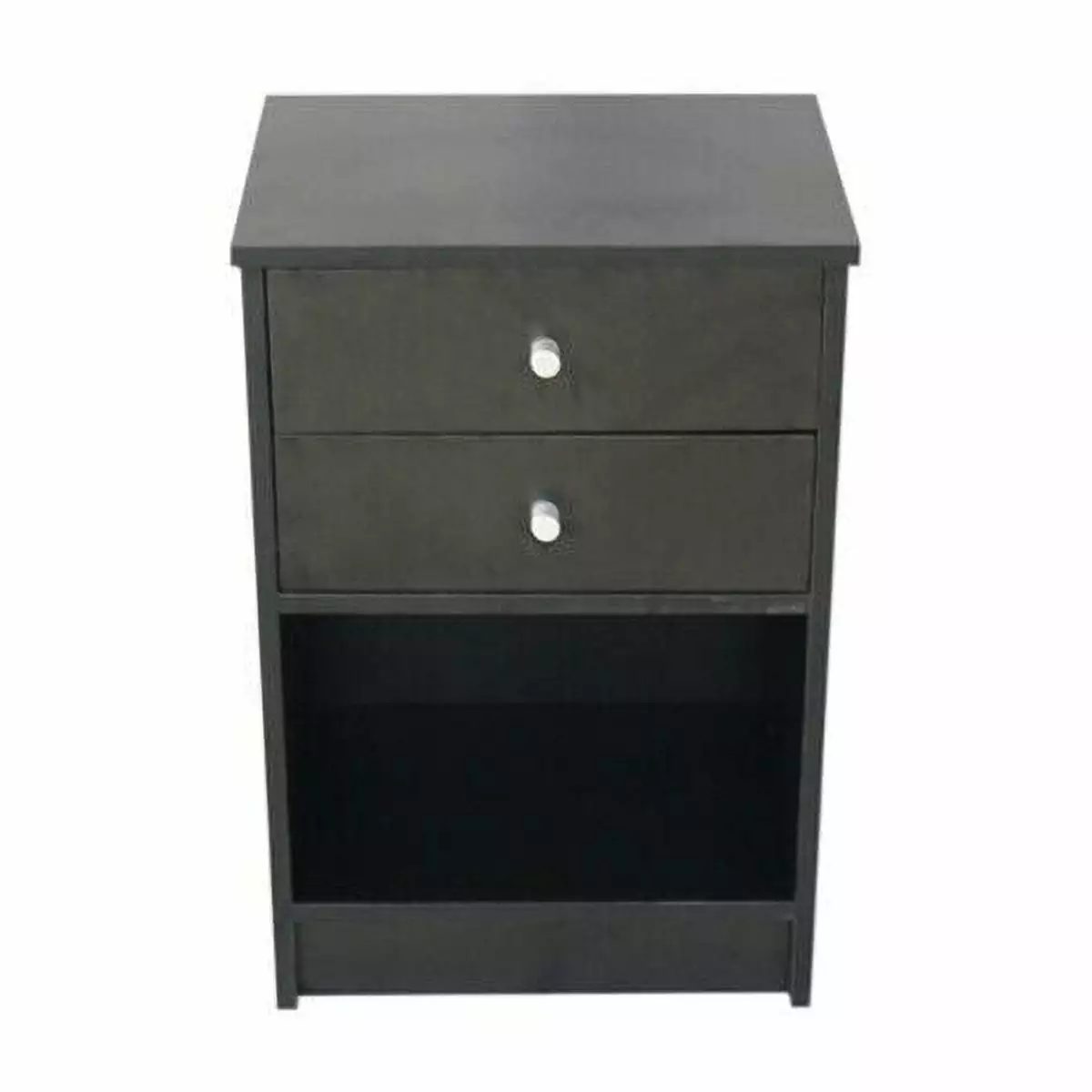 40 x 30 x 60cm Round Handle Night Stand Two Drawer Black YoyoHome