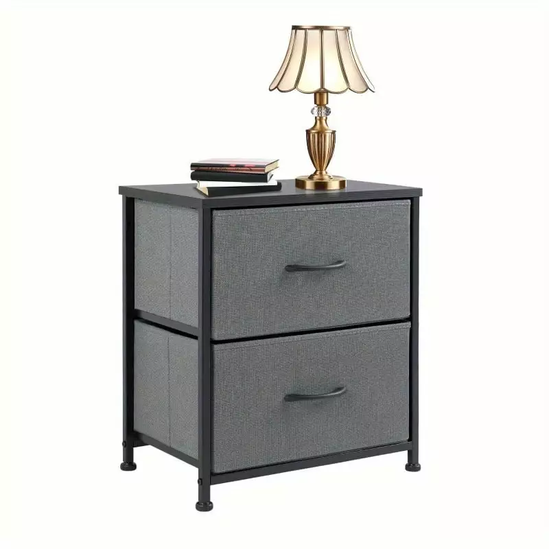Zateety Storage Bedside Table Fashionable Dressing Table Metal Frame and Wooden Top
