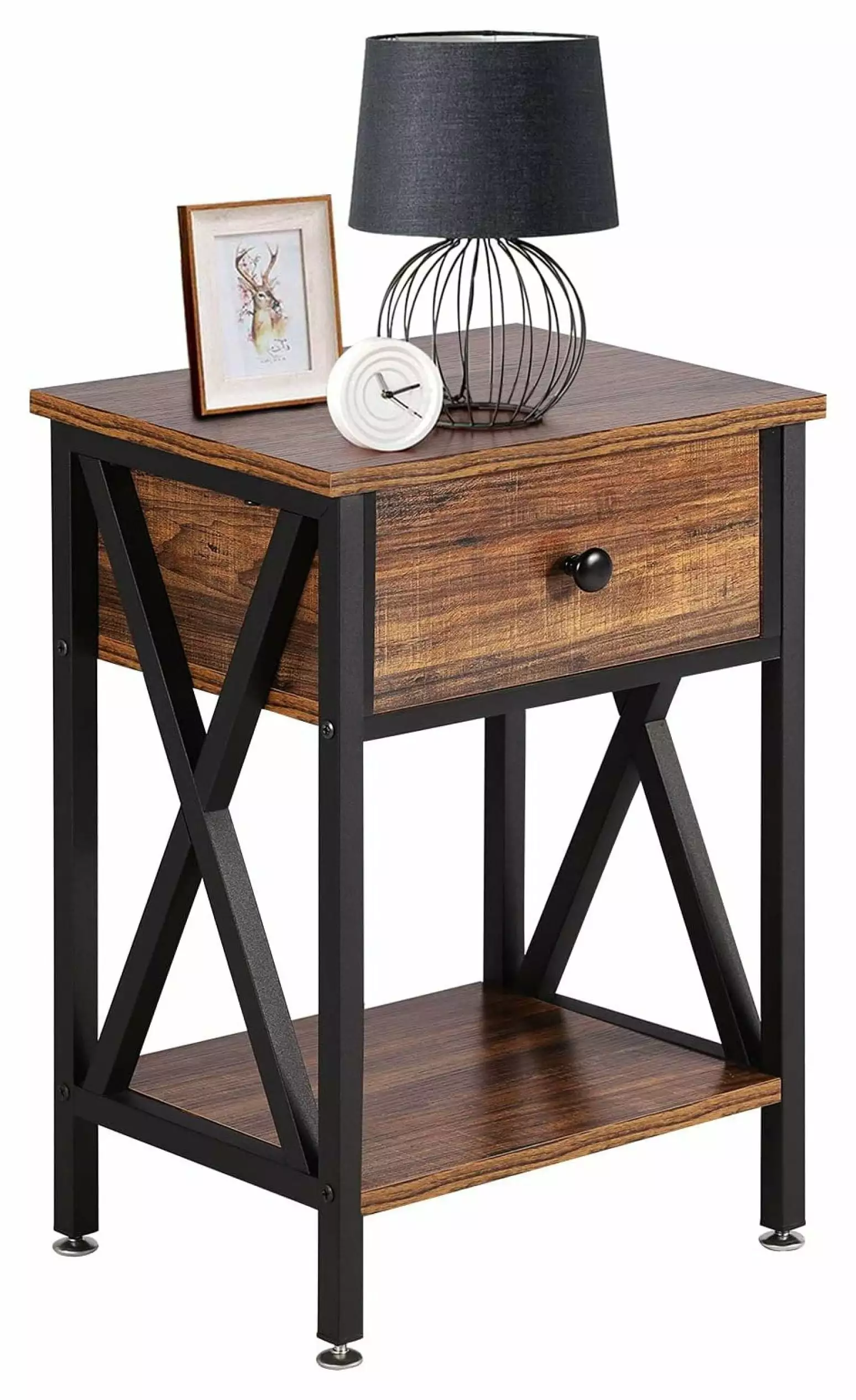 Nightstand ZPL Bedside Side Table Storage Shelf End Table Bedroom Living Room 1 Pack White ZHAOTONG