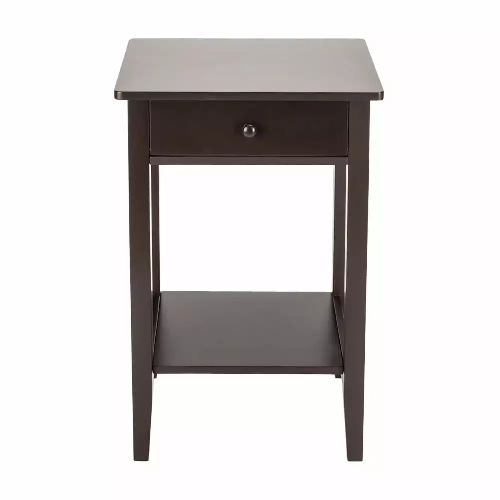 Zimtown Home Bedside Table Double Drawer Coffee Storage Cabinet Bedroom Living Room